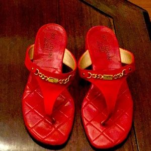 Vintage Red St John Slides Sandals Size 7.5
